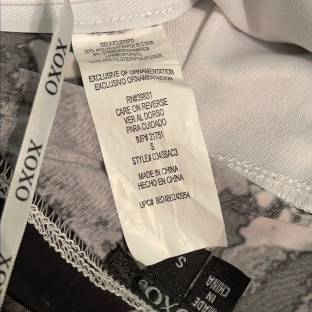 NWOT XOXO Print Strapless Shirred Mini Dress With Halter Necklace Small - Picture 7 of 10